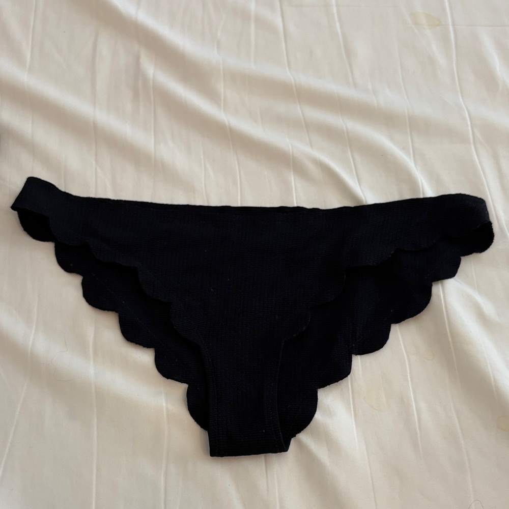 Marysia Swim Black Scalloped Bikini Bottoms